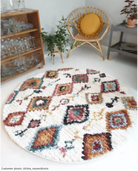 Apvalus kilimas - Sezze (smėlio/spalvota) 