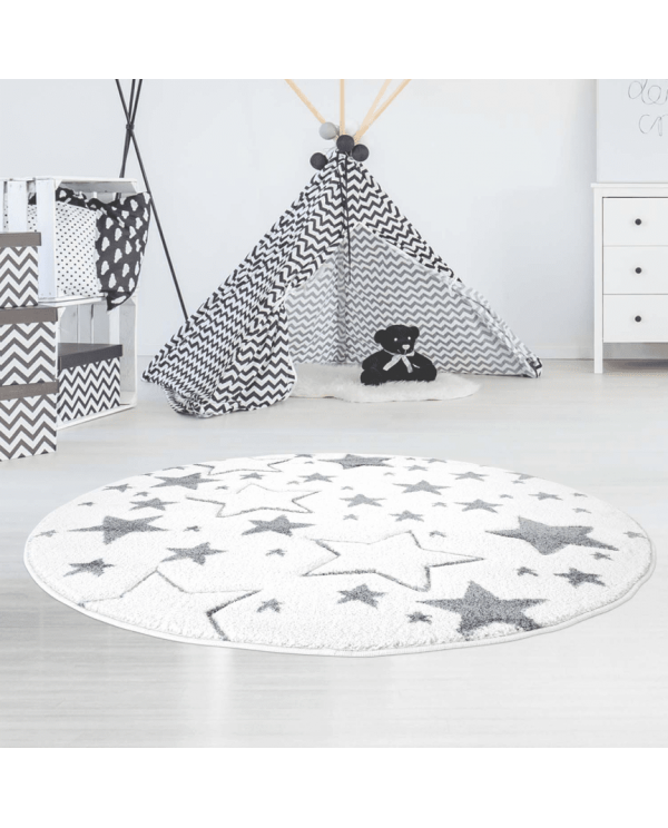 Vaikiškas kilimas - Bueno Stars Apvalus (balta) 