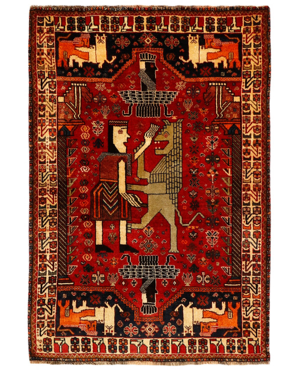 Rytietiškas kilimas Kashghai Old Figural - 160 x 110 cm 